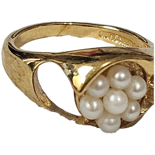 Anillo Lindenwold 14k HGE Lind Chapado en Oro Imitación Perla Racimo Estrás - Imagen 3 de 7