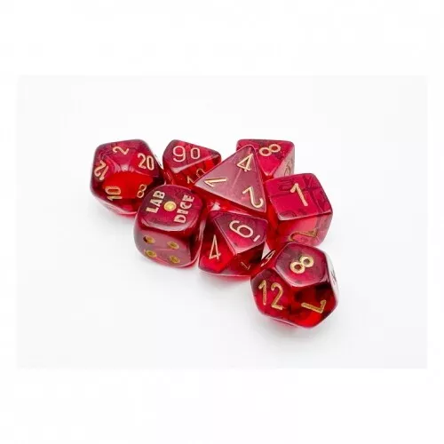 Würfel - Lab Dice - Translucent Crimson gold (7+1 Würfelset-Tube) - Bild 1 von 4