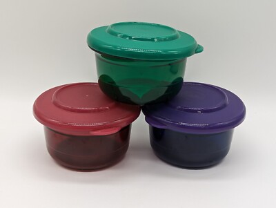 3 TUPPERWARE PRELUDIO SHEERLY ELEGANT - SMALL BOWLS WITH LIDS - 1977-2 &5
