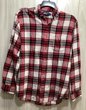 BOCA Women's (Size XL) Long Sleeve Button Down Collared Flannel Shirt Cotton