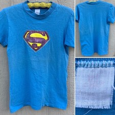 vintage Superman S iron on transfer glitter grqphics HI CRU size S