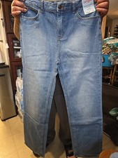 Cat and Jack Girls 16 Relaxed Straight Adj. Waist Blue Jeans