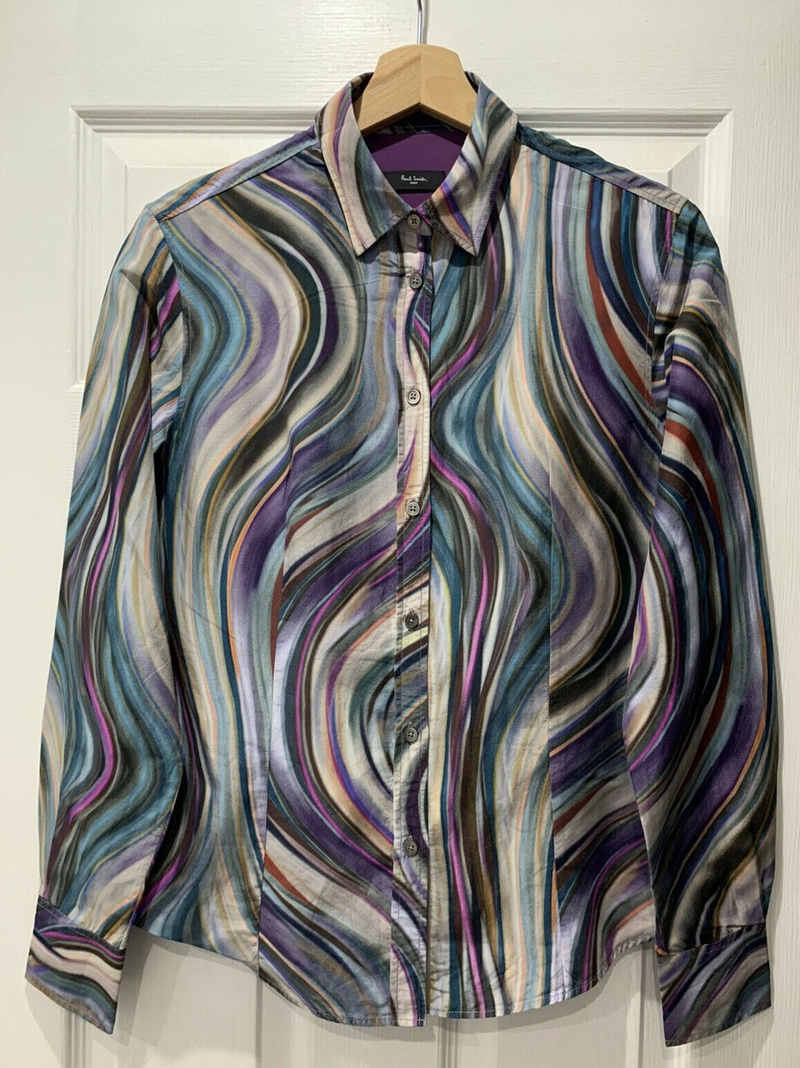 Paul Smith Black Label Swirl Shirt Blouse Silk Sz 42 UK 10 UK
