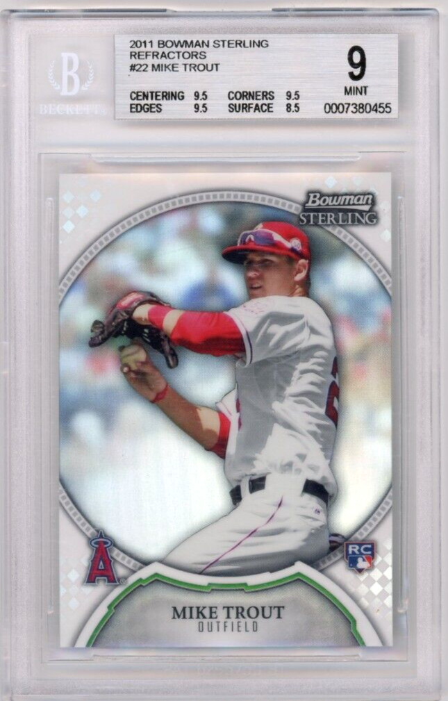 Mike Trout 2011 Bowman Sterling Refractors Rookie RC #'d 117/199 BGS 9 #22