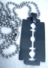 Razor Blade Necklace Black Stainless Steel Pendant Dimebag Darrell Pantera NEW