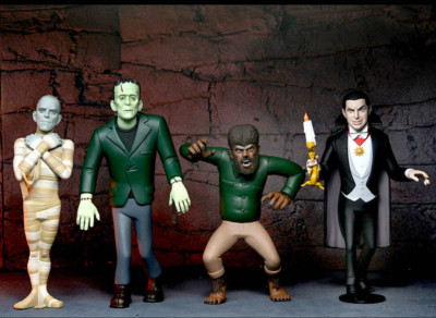 Universal Monsters Toony Terrors DRACULA FRANKENSTEIN WOLF MAN MUMMY Set 4 NECA