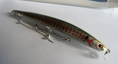 Noeby leurre pêche mer rivière 14,5cm 19g nage jusqu'à 0,5m vert gris point noir