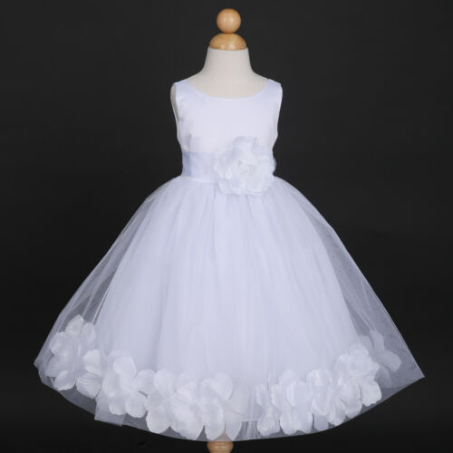 Abiti da sposa fiori da ragazza venditore statunitense bianco petali vacanza 12M 18M 2 3/4 6 8 10 - Foto 7 di 21