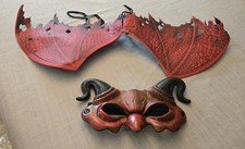 Kids Red Dragon Demon Costume Set Wings  Mask