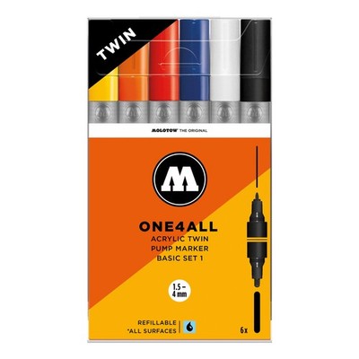 Molotow One4All Acryl Twin Marker 224 Basic Set 1 (6 Marker) - Twin Tip