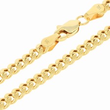 14K Yellow Gold Mens 4mm Miami Cuban Link Chain Lightweight Pendant Necklace 28"