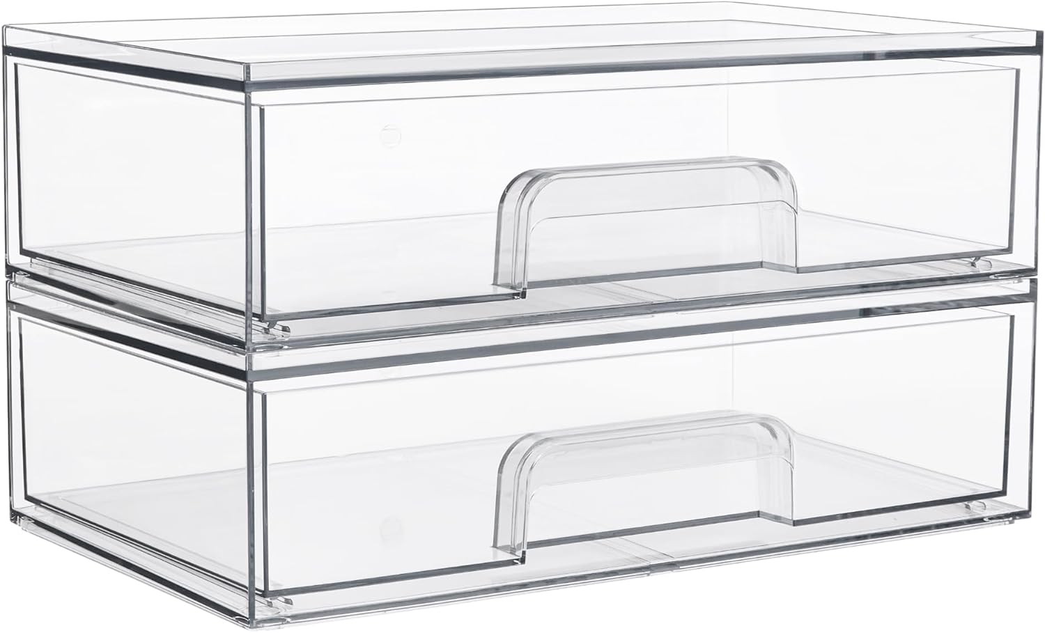 12.1-Inch Wide Clear Stackable Acrylic Drawers 2-Pack Organizer Bins