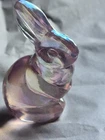Vintage Fenton Glass Mini Bunny Rabbit Figurine Pink Iridescent 2.75" Tall