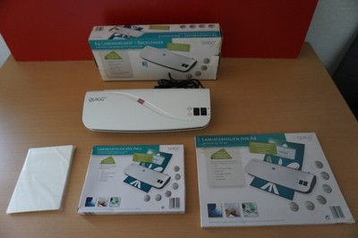 Quigg A4 Laminiergerät-Backloader + Folien A4,A5,A6 und Visitenkarten