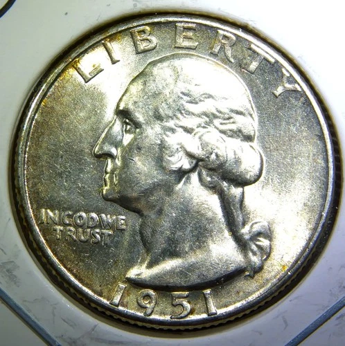 1951 D ** Washington Quarter ** Beautiful Color ** Superb Gem BU ** Album Toned