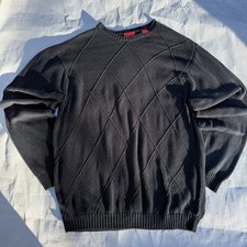 Izod Mens Sz L Crew Neck Pull Over Sweater Gray