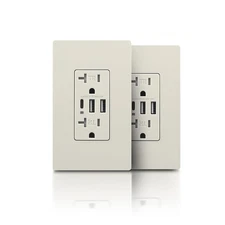 2 Pack USB Wall Socket, Power Outlets with 3 USB Ports, 30W 6.0A USB C Outlets,