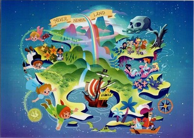 Disney WonderGround 2026 The Map To Neverland By Joey Chou 5x7 Postcard