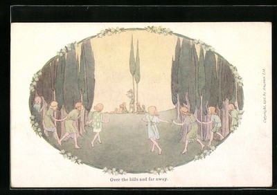 Artist postcard Henriette Willebeek le Mair: Over the hills an far away 