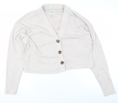 Pull & Bear Damen Strickjacke beige V-Ausschnitt Größe S