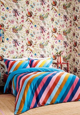 Harlekin x Sophie Robinson Sherbet Streifen 100 % Baumwolle Bettbezug Bettwäsche Set