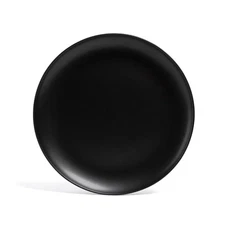over&back 13" Coupe Round Hand-Finished Stoneware Serving Platter Black