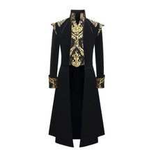 Men's Steampunk Medieval Tailcoat Jacket Embroidered Victorian Gothic Frock Coat