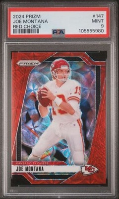 2024 Panini Prizm Joe Montana #147 Choice Red Prizm /20 Color Match PSA 9