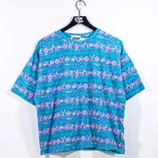 Lightning Bolt AOP Striped Surf T-Shirt Large Boxy VTG 80s 90s Streetwear Skate