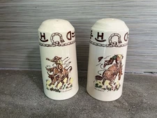 Vintage Wallace China Range Size Western Salt & Pepper 5”