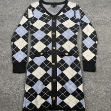 Say What Sweater Dress Comfy Casual Posh Checkered Design Sz M Slim Fit retro
