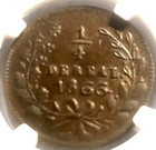 elf Mexico State of Sinaloa 1/4 Real 1866 NGC AU55 BN  8/8 6/6/6 — photo 2