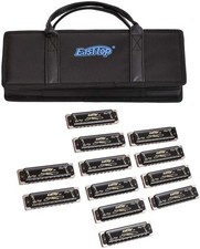 Easttop Diatonic Blues Harmonica Set 12, 10 Holes Diatonic Harp Mouth Organ Set