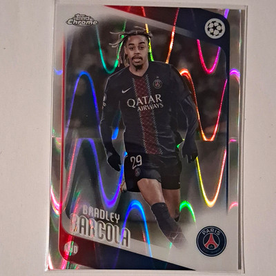 Topps Chrome UEFA Champions League Parallel Bradley Barcola #63 Paris SG