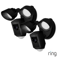 Ring Floodlight Cam Plus Hardwired 2 Pack Black Outdoor Security Motion Lights