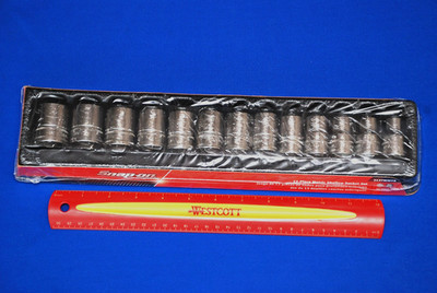 Snap-on NEW 13 Piece 1/2'' Drive 6-Point Metric Shallow Socket Set 313TWMYA