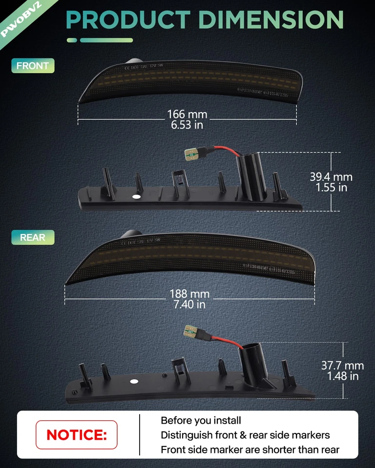 Dynamic LED Front Rear Bumper Side Marker Lights For 2012-2017 Fiat 500 Abarth - Imagem 4 de 4
