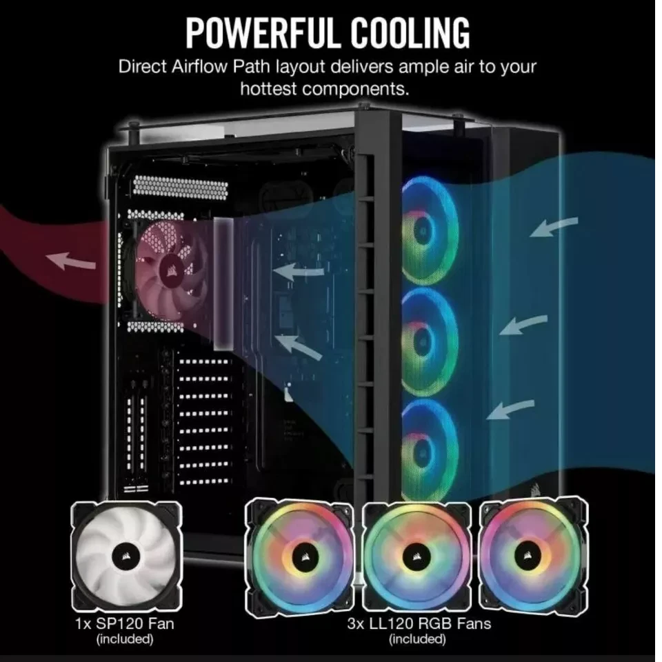 Crystal Series 680x RGB ATX high airflow Tempered Glass smart Gaming case Black - Image 2 of 4