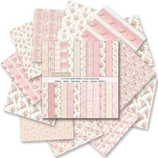 12X12 Scrapbook Paper, 24 Sheets Double-Sided Pink Floral Patterned Paper 24 D