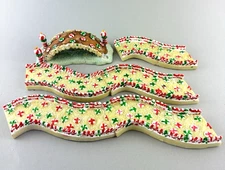 RARE Gingerfrost Lane Christmas Village 2005 Peppermint Sidewalk & Bridge 6 pcs