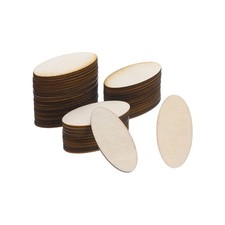 40x20mm Wood Pieces, 60 Pack Unfinished Oval Wood Shapes Wooden Cutouts