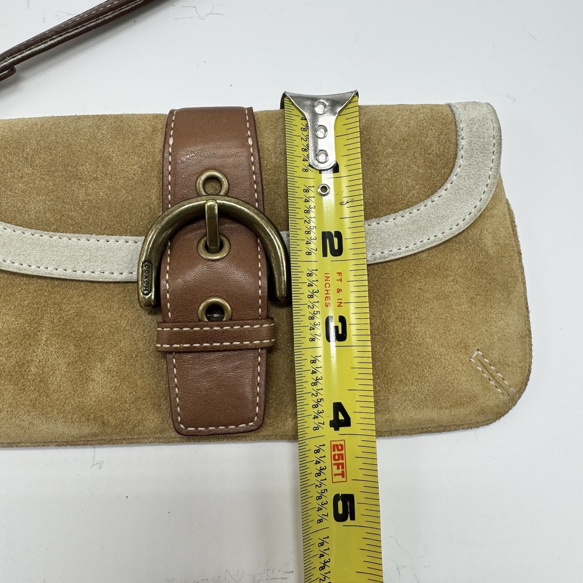 COACH SOHO Suede Signature Wristlet Studded Buckle Flap With