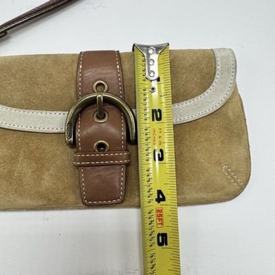 COACH SOHO Suede Signature Wristlet Studded Buckle Flap With
