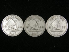 1934 1935 1936 Fiji one shilling silver coins 0.5 silver RARE, lovely set 3 coin