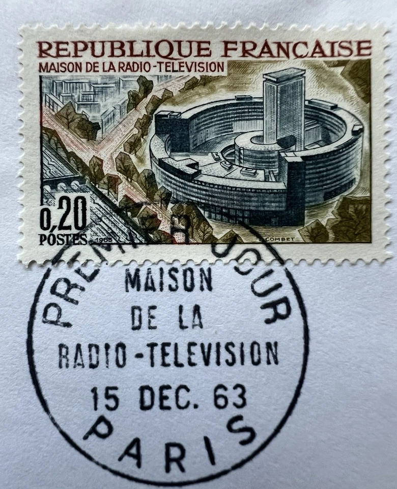 Francia 1963 FDC • Maison de la Radio-Télévision París • Torre Eiffel Foto 4 de 4