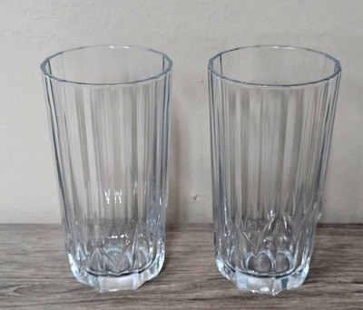 Vintage Set Of 2 Pasabahce Topaz Highball Crystal Tumblers Made In Turkey 