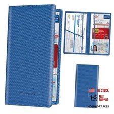 Car Registration and Insurance Card Holder, Vehicle License Carbon Blue