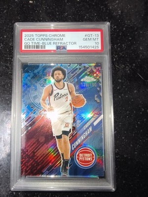 Cade Cunningham 2025-26 Topps Chrome Go Time Blue Refractor 139/150 PSA 10 💎🔥