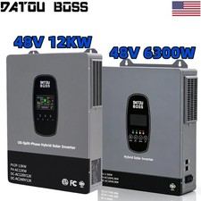 48V 6300W/12000W Solar Hybrid Inverter Hybrid BMS 2 MPPT Charger Controller US