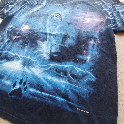 VINTAGE LIQUID BLUE ALL OVER PRINT CYBER WOLF GALAXY DREAMCATCHER T SHIRT 2XL 21 - Picture 2 of 6